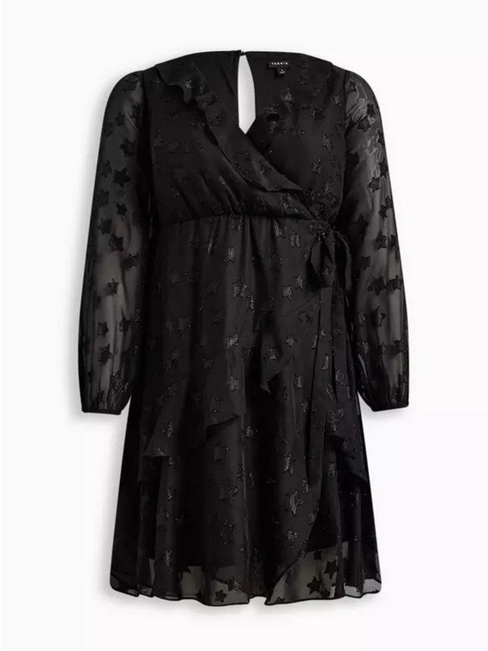 torrid Black Star print Long Sleeve Wrap Dress